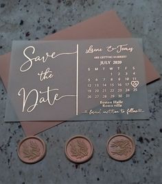 wedding save the date cards and coins