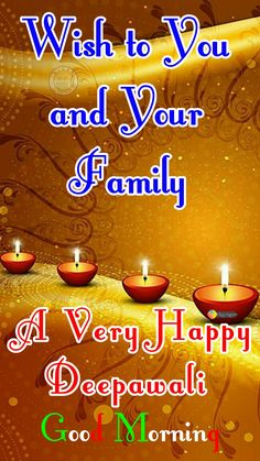 happy diwali greeting card with candles on the occasion of wish to you and your family