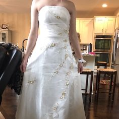 Never Worn Great Condition Size 6 Ties Up In Back Comes With White Sash Prom Dress Color, White Prom, White Prom Dress, Prom Dress, Silver Gold, Colorful Dresses, Prom Dresses, Prom, Size 6