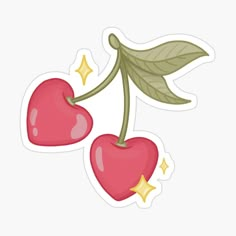 two cherries with leaves and stars sticker