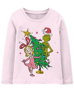 Toddler Dr. Seuss’ The Grinch™ Tee from carters.com. Shop clothing & accessories from a trusted name in kids, toddlers, and baby clothes. Christmas Long Sleeve Tops With Character Print, Holiday Crew Neck Top With Character Print, Carter Kids, Camo Shirts, Girls Graphic Tee, Activewear Sets, Cool Graphic Tees, The Grinch