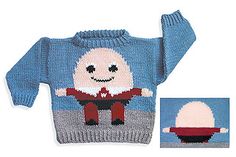 a knitted sweater with an image of a cartoon character on the front and back