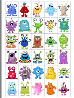 an image of monsters in different colors