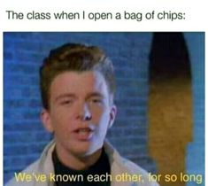 an image of a man talking to someone on the tv show class when i open a bag of chips we've known each other, for so long