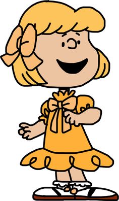 a cartoon girl on a skateboard wearing a yellow dress with a bow around her neck