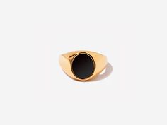 Laurel Oval Black Onyx Signet Ring in Gold Plated Silver Oval Stone Ring, Onyx Signet Ring, Big Personality, Black Onyx Ring, Onyx Ring, Oval Stone, Gold Filled Jewelry, Gold Plated Silver, Signet Ring