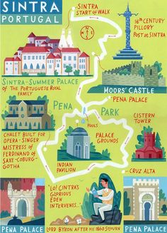 a map of sintra portugaa with all the places to see and eat