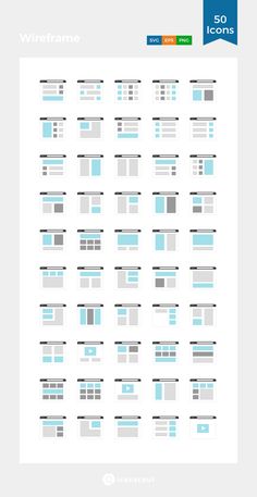 an image of a website page with the text'wireframe 50 icons'on it