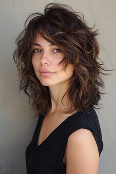 Shag For Oval Face, Women’s Mid Length Hair Styles, Shag In Ponytail, Shaggy Haircuts Side Part, Short Layers Shag Haircut, Shag Hairstyles Medium Wavy Hair, High Low Haircut For Women, Shag Haircuts For Thick Wavy Hair, Medium Length Haircut Shaggy Layers