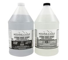 two gallon bottles of stone coat