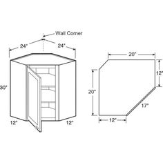 an image of a wall corner with measurements for the door and bottom section on it