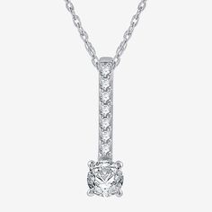 Diamond Clarity: Si2-I1Jewelry Closure: Spring Ring ClaspSetting: ProngStone Cut: RoundDiamond Color: H-IMetal Color: WhiteChain Length: 18 InchRounded Carat Weight: 1/2 Ct. T.w.Chain Construction: RopeCare: Wipe CleanStone Type: 8 Lab Grown DiamondAuthenticity: Lab Grown DiamondBirthstone: April BirthstoneMetal: 10k White GoldNecklace Type: Multi-Diamond Necklaces, Pendant NecklacesPendant & Charms Type: PendantsCountry of Origin: Imported Classic Necklaces With Round Pendant And Bail, Round Diamond Necklace With Bail, Classic White Necklace With Prong Setting, Fine Jewelry Diamond Necklace With Bail, Round Pendant Necklaces With Bail For Anniversary, Classic White Gold Necklace With Bail, Round White Necklace With Bail, White Pendant Necklace With Bail, Classic White Diamond Pendant Necklace