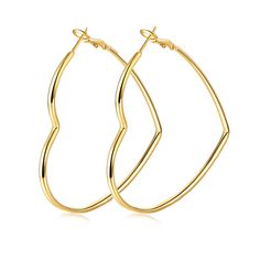 PRICES MAY VARY. Gold Hoop Earrings Size: Loop earrings Length- Approx 1.77 inch Width- Approx 1.77 inch High quality material: Heart hoops plated with real gold, hypoallergenic, lead free and nickel free. Suitable for sensitive ears. Three-layers plating and another protective layer, long lasting color preserving; Delicately polished processing, feel smooth and delicate. Perfect gift: Heart hoop earrings are carefully packed in an elegant jewelry box. Definitely an ideal gift to your mother, da Pierced Hoop Earrings For Valentine's Day, Trendy Metal Heart-shaped Hoop Earrings, Trendy Hoop Earrings For Valentine's Day, Gold Metal Hoop Earrings For Valentine's Day, Trendy Open Heart Hoop Earrings For Valentine's Day, Trendy Hoop Jewelry For Valentine's Day, Trendy Valentine's Day Open Heart Hoop Earrings, Trendy Valentine's Day Hoop Jewelry, Metal Heart-shaped Hoop Earrings For Pierced Ears