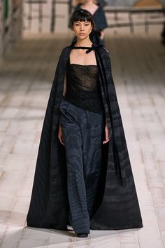 Christian Dior Spring 2024 Couture Dior Black Dress, Black Pleated Dress, Classic Black Dress