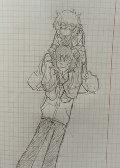 a drawing of two people hugging each other