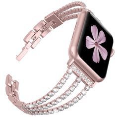 Rhinestone Diamond look Chain Band for Apple Watch Band Stainless Steel - Wristwatchstraps.co Apple Watch Bands Fashion, Rose Gold Apple Watch, Apple Watch Bracelets, Gold Apple Watch, Bracelet Apple Watch, Sports Bracelet, New Apple Watch, Wristband Bracelet, Apple Watch Models