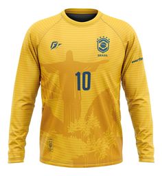 a yellow soccer jersey with the number 10 on it