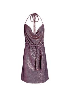 'Lola Mini Dress' is cut from stretch-jersey that's drenched in light-catching sequins for a liquid-like shine. Designed for a loose fit, it has a cowl neckline with adjustable halter straps and a braided, self-tie belt to cinch the waist. DETAILS  Composition, 100% Polyester Care: Hand wash Place of origin: EU Ties at the neck SIZE & FIT INFORMATION Fits true to size, take your normal size Belt Tying, Cowl Neckline, Tie Belt, Personal Style, Loose Fitting, Braids, Composition, Hand Wash, Actresses