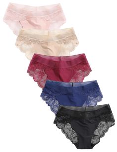 PRICES MAY VARY. Womens underwear lace panties, 5 pieces per pack. 90% polyamide, 10% spandex (100% cotton crotch) of Seasment women's sexy lace xxl panties, full covered underwear, mid waist. Machine wash or hand wash, quick dry Underwear women lace bikini panties, tagless design: printed label at front for tag-free comfort. They leave no panty lines regardless of the type of outfit you wear, perfect for ladies. No ride-up underpants with cotton crotch for sweat wicking - breathable and healthy Clothes Shifting, Lingerie Outfits, Women Lace, 6 Pack, Briefs, Quick Dry, Hand Wash, Lace, Clothes For Women