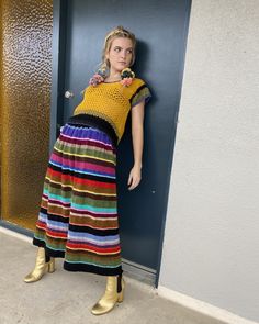 Such a statement piece. Colorful hand knit, full length skirt with flattering slight A line silhouette. Elastic waist allows for multiple sizes. Label: none Fabric: Wool blend Fit: S-L Measurements: Waist 26-34" Hips 56" Length 34" Condition: Excellent Multicolor Long Skirt For Fall, Multicolor Flared Maxi Skirt For Fall, Fitted Multicolor Maxi Bottoms, Relaxed Multicolor Maxi Skirt For Fall, Multicolor Maxi Skirt For Fall With Relaxed Fit, Fall Multicolor Relaxed Maxi Skirt, Fitted Multicolor Maxi Skirt For Fall, Multicolor Relaxed Maxi Skirt, Fitted Multicolor Flared Maxi Skirt