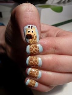 Funny nail art Giraffe Nails, Do It Yourself Nails, A Giraffe, Nail Paint, Mani Pedi, Love Nails, Nail Art Design