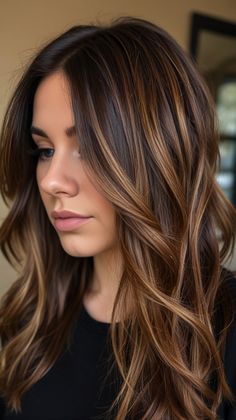 Brown Balayage Ideas That Will Make You Swoon! 🤩✨Brunette Brilliance: Get the Ultimate Hair Makeover🌟 Luscious Dark Brown Balayage Ideas to Dazzle Everyone! 💁‍♀️✨ So, get ready to Transform Your Look with the Latest Trend🔥 Dark Brown Balayage! 💇‍♀️✨ #BalayageGoals #HairTrendsetter #DarkBrownMagic #BalayageBeauties #DarkDelight #HairInspo #BrunetteBalayage #BalayageBeauty #DarkBrownDelight #SunKissedBrunette #BalayageHighlights #HairColorTrends #NaturalHairGoals #LowMaintenanceStyle #HairInspiration #StylishStrands Hair Color For Thick Hair, 5n Brown Hair Color, Fall Brunette Highlights Dark Brown, Fall Balayage Brunette Honey, Medium Hair Balayage Brunette, Dark Brown Hair With Caramel Highlights Balayage Long Layered, Balage Hair Brown, Golden Balayage On Dark Hair, Dark Brown Hair With Highlights Straight