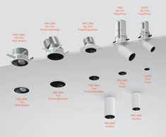 the different types of recessed lighting are labeled