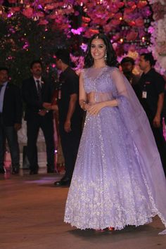 Lilac Sangeet Outfit, Engagement Lengha Indian, One Piece Dress For Engagement, Lilac Desi Dress, Lilac Lengha Bridal, Lilac Lehenga Bridal, Lilac Lehenga Indian Weddings, Lilac Indian Outfit, Prom Lengha