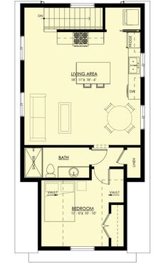 the floor plan for a small house with two bedroom and one living room in it