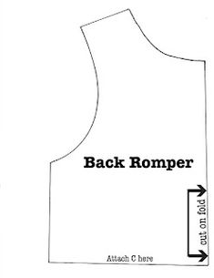 the back romper pattern is shown with an arrow pointing to the top and bottom