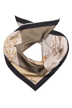 Introducing our silk neckerchief with an elegant equestrian motif, named after the San Siro neighborhood in Milan. 100% Made in Como, Italy. The classic neckerchief size: Approx. 27" x 27". A comfortably large size that fits most men, unlike smaller bandanas. 100% silk twill: A soft, silky fabric traditionally used in men's tailoring for its look and its drape. Characterized by a diagonal weave which makes it very durable. Hand rolled hems: For the ultimate in luxury and sophistication, the hems Classic Gold Silk Scarf, Classic Square Scarf For Formal Occasions, Elegant Gold Square Scarf, Classic Square Silk Scarf, Classic Gold Silk Scarf For Formal Occasions, Luxury Square Silk Scarf For Formal Events, Luxury Square Silk Scarf For Formal Occasions, Luxury Silk Scarf For Business, Elegant Brown Square Scarf