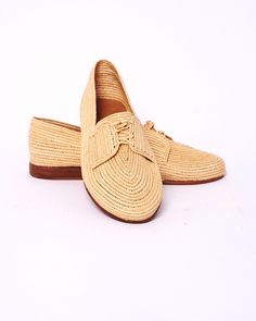 Step into sustainable style with our Handcrafted Marrakech Raffia Shoes, a perfect blend of traditional Moroccan craftsmanship and modern eco-conscious fashion. Each pair is meticulously woven by skilled artisans in the heart of Marrakech, ensuring you receive a product not just made, but thoughtfully crafted. 🌿 Eco-Friendly Material: Made from high-quality, natural raffia fiber, these shoes are not only biodegradable but also a testament to environmentally responsible fashion. The raffia fiber Spring Tassel Slip-on Loafers, Leather Tassel Loafers With Textured Slip-on Sole, Luxury Slip-on Tassel Loafers With Textured Sole, Lace-up Leather Espadrilles With Woven Sole, Raffia Shoes, Luxury Brown Slip-on Tassel Loafers, Womens Loafers, Sustainable Style, Tassel Loafers