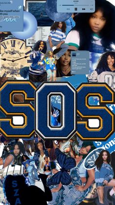 collage of photos with the word sos surrounded by images of women and men