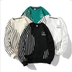 Product information: Pattern: stripes Color: white, black, beige, dark green No padding: no padding Suitable for people: Teenagers Size: M,L,XL,2XL,3XL,4XL Version: Loose Style: pullover Thickness: ordinary Fabric name: Polyester Fiber Applicable scenarios: Leisure Sleeve type: elastic sleeve Main fabric composition: Polyester Fiber (polyester) Sleeve length: long sleeve Suitable season: Spring Style: street fashion Size: Note: 1. Asian sizes are 1 to 2 sizes smaller than European and American people. Choose the larger size if your size between two sizes. Please allow 2-3cm differences due to manual measurement. 2. Please check the size chart carefully before you buy the item, if you don't know how to choose size, please contact our customer service. 3.As you know, the different computers Jean Trench Coat, Leggings Hoodie, Casual Shirt Women, Hot Jeans, Men Clothes, Round Neck Sweaters, Corduroy Jacket, Swimwear Outfit, Sleeves Pattern