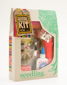 the seeding kit is packed in a cardboard box and ready to be used as an art project