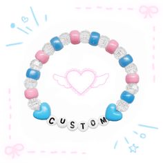 Personalized Kawaii Multicolor Jewelry, Kawaii Multicolor Personalized Jewelry, Personalized Blue Charm Bracelet For Birthday, Cute Blue Charm Bracelet For Friendship, Adjustable Kawaii Beaded Bracelet For Birthday, Cute Beaded Bracelets For Personalized Gifts, Cute Beaded Jewelry For Personalized Gift, Cute Blue Bracelet For Birthday, White Kawaii Charm Bracelet Gift