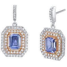 If violet is your favorite color, add these simulated tanzanite earrings with cubic zirconia accents to your collection; free shipping from Peora Alexandrite Necklace, Jewelry Questions, Blue Sapphire Bracelet, Peridot Bracelet, Blue Sapphire Necklace, Tanzanite Earrings, Tourmaline Earrings, Classic Earrings, Tanzanite Gemstone