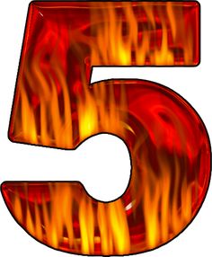 the number five in flames on a white background