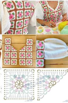 crochet patterns and instructions for granny's flowered afghans, including the flowers