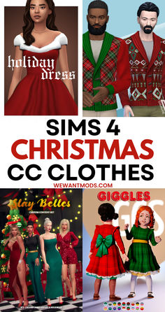 sims 4 christmas cc clothes collage Sims 4 Maxis Match Christmas Cc, Sims 4 Xmas Cc, Sims Cc Christmas, Sims Christmas Cc, Sims 4 Christmas Cc Clothes, Sims 4 Winter Cc, Christmas Sims 4, Family Sweaters