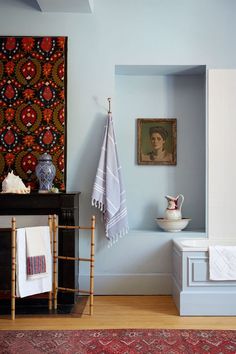 the bathroom is clean and ready to be used as a place for someone to relax