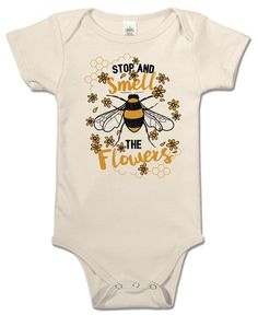 Screen printed in-house on an organic baby bodysuit with a three snap front closure. Made in the USA. 100% organic cotton. Natural. Sizes: 3-6 mo - Chest: 16" Length: 14.5" 6-12 mo - Chest: 18" Length: 15.5" 12-18 mo - Chest: 20" Length: 16.5" Hippie Baby Clothes, Organic Baby Formula, Stop And Smell The Flowers, Hippie Baby, Enjoy The Little Things, Babies First Year, Organic Baby Clothes, Organic Cotton Baby