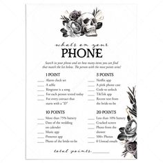 Til Death Do Us Party Bridal Shower Game What's On Your Phone Printable by LittleSizzle Goth Bridal Shower Ideas, Gothic Bridal Shower Ideas, Halloween Wedding Reception, Halloween Bridal Showers, Wedding Party Games, Jordan Wedding, Dark Wedding Theme, Wedding Reception Games, Bachelorette Bachelor Party