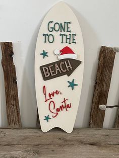 Beach Christmas Decor - Gone to the Beach, Love Santa Painted Surfboard, Beach Christmas Decor, Gone To The Beach, Beach Christmas Decorations, The Beach Is Calling, Beach Is Calling