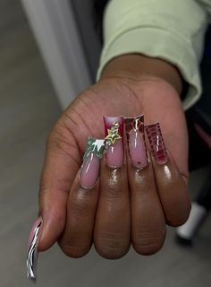 Medium Birthday Acrylic Nails, Popular Nail Designs 2024, Exotic Nails Instagram, Jhene Aiko Nails, Braider Nails Set, Black Nails Square, Exotic Nails Acrylic, Pink Duck Nails, Sagittarius Nails