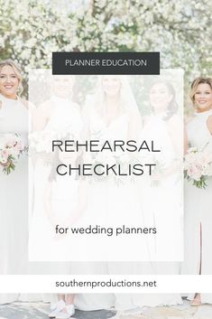 a wedding planner with the words,'rehearal checklist for wedding planners '