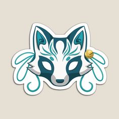 a sticker with an image of a fox's head