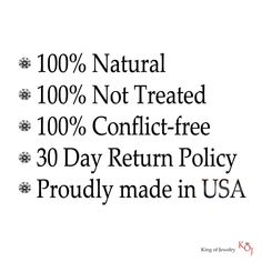 an advertisement with the words natural 100 % not treated 100 % conflict - free 30 day return policy proudly made in usa