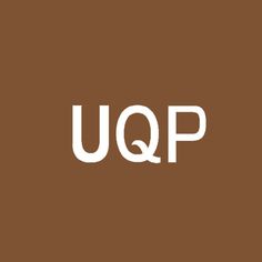 the word uqp in white on a brown background