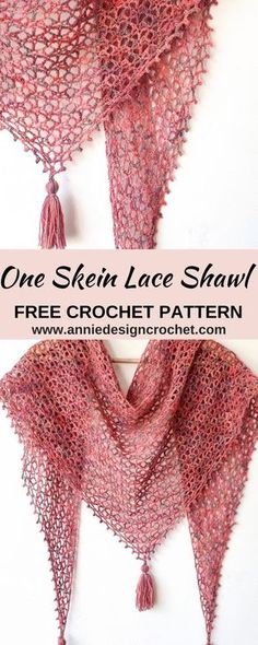 a crocheted shawl with the words one skein lace shawl on it